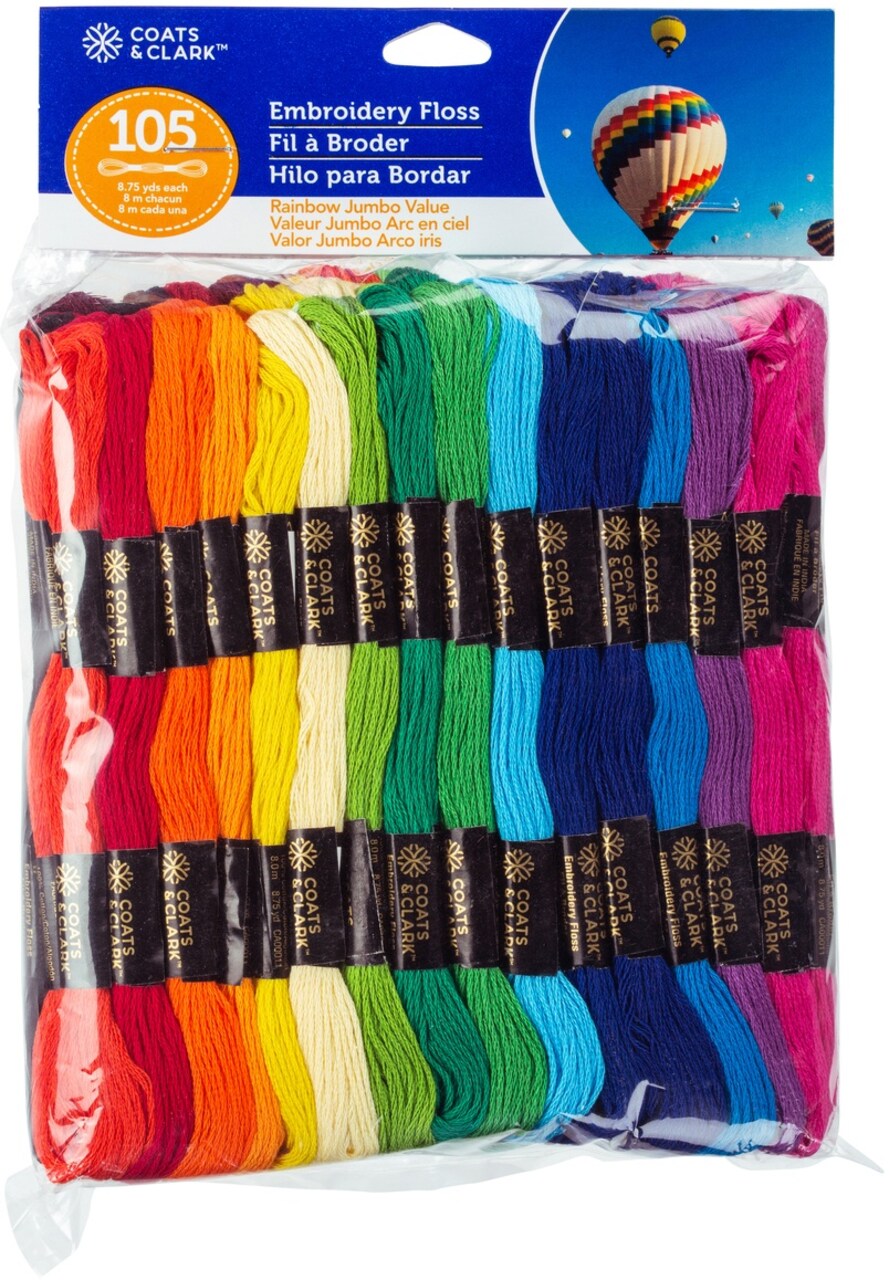 Coats & Clark 6-Strand Embroidery Floss Jumbo Pack 105/Pkg-Rainbow
